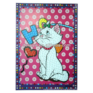 Arte da etiqueta do mosaico do gato de EVA de DIY para crianças
